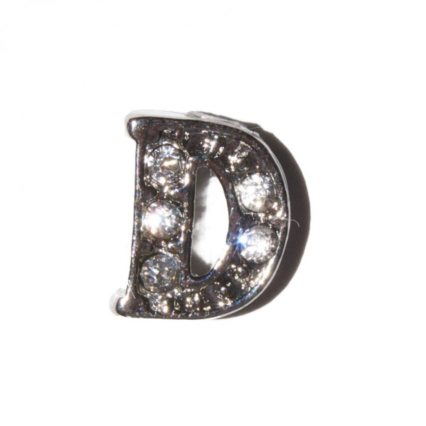 D Letter with stones - floating locket charm - Click Image to Close
