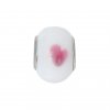 EB61 - Glass bead - White bead with pink heart - European bead