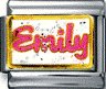 Emily - pink name white sparkly background Italian charm - Click Image to Close