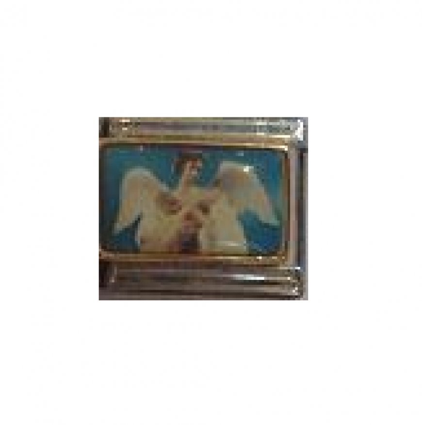 Guardian Angel on blue background - 9mm Italian charm - Click Image to Close