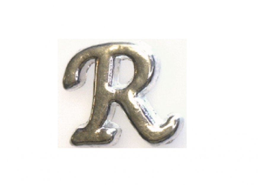 Silvertone flat letter R - floating memory locket charm - Click Image to Close