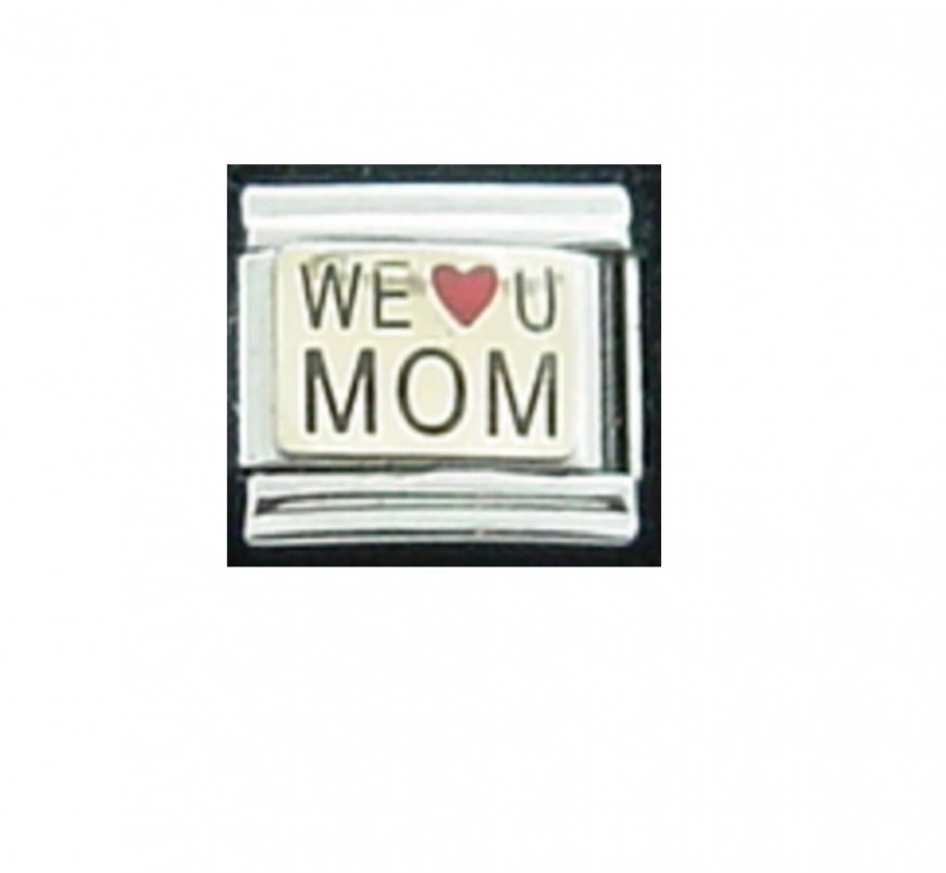 We love u Mom - 9mm gold enamel Italian charm - Click Image to Close