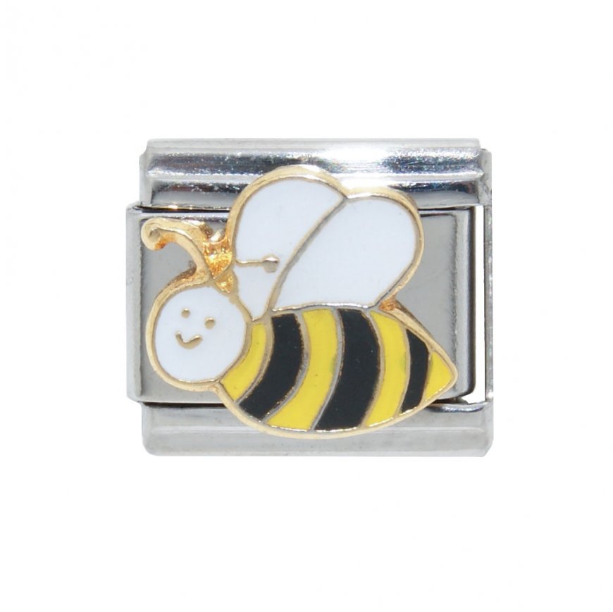 Bumble bee - enamel 9mm Italian charm - Click Image to Close