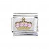 Crown with 4 pink stones (b) - enamel Italian charm