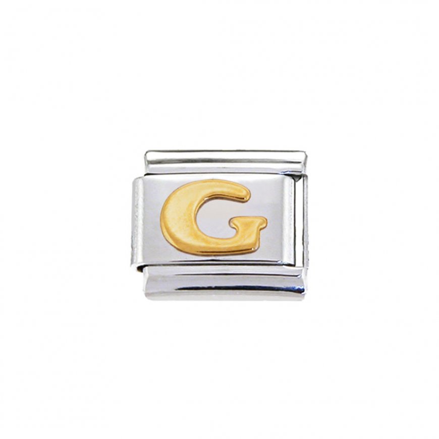 Gold colour Letter G - 9mm Italian charm - Click Image to Close