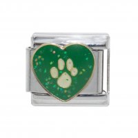 Sparkly Heart with Pawprint - May 9mm Italian charm