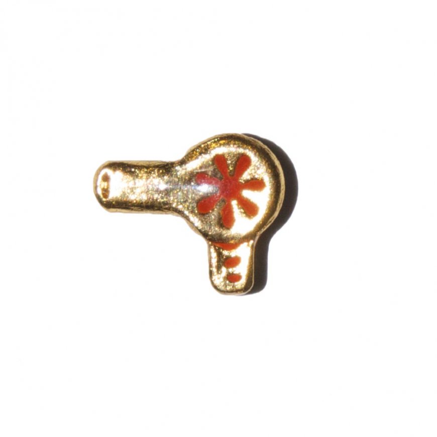 Hairdryer gold and red 7mm floating locket charm - Click Image to Close