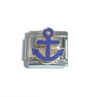Blue anchor - enamel 9mm Italian charm