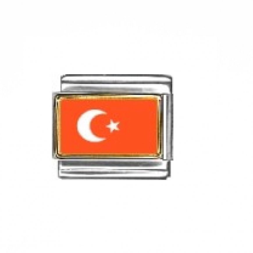 Flag - Turkey photo enamel 9mm Italian charm - Click Image to Close