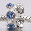EB414 - Bead with blue and clear crystals fits European bead
