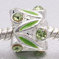 EB415 - Green and silver bead with green stones - Click Image to Close