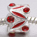 EB416 - Red and silver bead with red stones - Click Image to Close