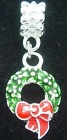EB454 - Christmas wreath dangle bead fits European bead bracelet - Click Image to Close