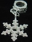 EB456 - Sparkly Snowflake dangle bead fit European bead bracelet - Click Image to Close