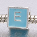 Blue Letter E - fits European bead bracelets - Click Image to Close