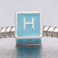 Blue Letter H - fits European bead bracelets