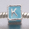 Blue Letter K - fits European bead bracelets - Click Image to Close
