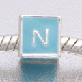 Blue Letter N - fits European bead bracelets - Click Image to Close