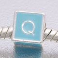 Blue Letter Q - fits European bead bracelets