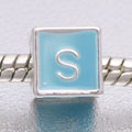 Blue Letter S - fits European bead bracelets - Click Image to Close