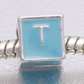 Blue Letter T - fits European bead bracelets - Click Image to Close