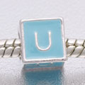 Blue Letter U - fits European bead bracelets - Click Image to Close