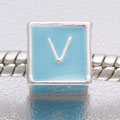 Blue Letter V - fits European bead bracelets - Click Image to Close