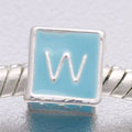 Blue Letter W - fits European bead bracelets - Click Image to Close