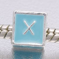 Blue Letter X - fits European bead bracelets - Click Image to Close