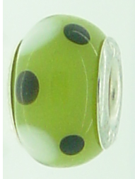 EB210 - Green bead with black and white dots