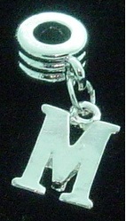 NEW Dangle letter M - fits European bead bracelets - Click Image to Close