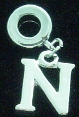 NEW Dangle letter N - fits European bead bracelets - Click Image to Close