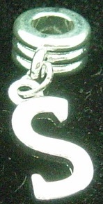 NEW Dangle letter S - fits European bead bracelets - Click Image to Close
