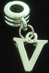 NEW Dangle letter V - fits European bead bracelets - Click Image to Close