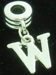 NEW Dangle letter W - fits European bead bracelets - Click Image to Close