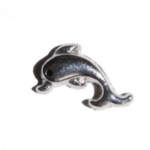 Silvertone dolphin 9mm floating charm - Click Image to Close