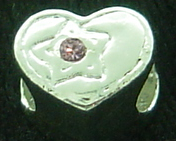 EB158 - Heart with pink stone - bead - Click Image to Close