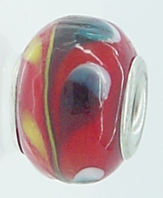EB284 - Red, blue yellow and white bead