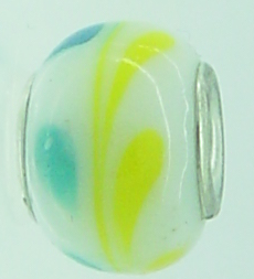 EB289 - White, yellow and turquoise bead
