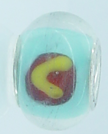 EB305 - Turquoise red and yellow bead