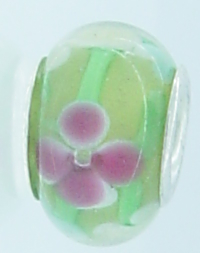 EB309 - Green, pink and blue flower bead