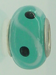 EB316 - Turquioise bead with white swirl and black dots