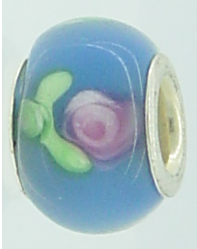EB322 - Blue bead with pink and green swirls