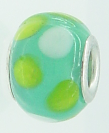 EB329 - Blue/green bead with green and white dots