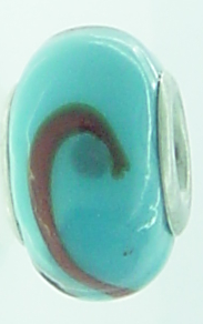 EB350 - Turquoise bead with red swirls