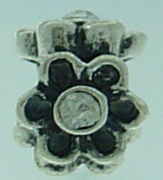 EB361 - Black flower with clear rhinestone