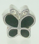 EB382 - Black and silver butterfly bead