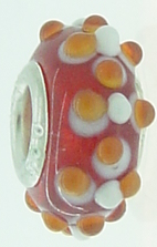 EB391 - Red bead with orange and white dots