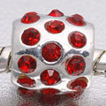 EB410 - Bead with red stones - fits European bead bracelets