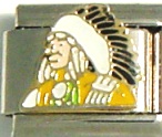 Native American Indian - Chief - enamel Italian charm - Click Image to Close